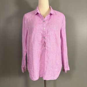 J Jill Linen Popover Tunic Shirt M Boho Breezy Coastal Breathable Relaxed Resort